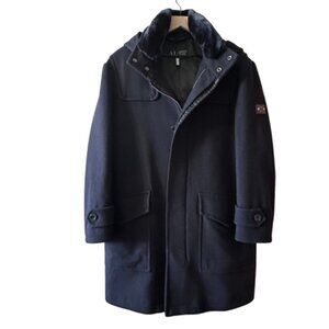 Men's M Armani Jeans 30 Anneversario Black Peacoat Zip Up Removable Hood